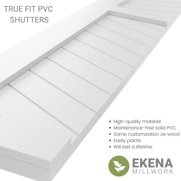 True Fit PVC Two Panel Chevron Modern Style Fixed Mount Shutters, White, 15W X 72H